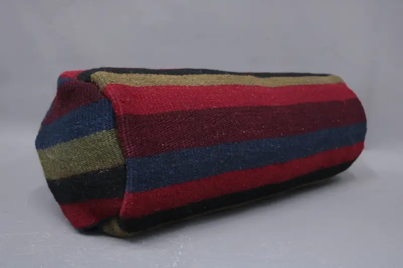 Red & Bronze Wool Pillow Cover, 8x20 Inch Decorative Pillow