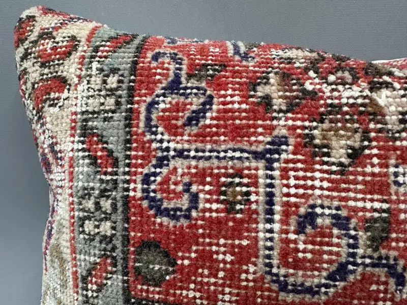 Kilim Cushion Sham, 12x20 Red Pillow Cover, Aesthetic Cushion Cover, Ethnical Kilim Rug Pillow, Vintage Kilim Throw Pillow, Pillow Sham - 5