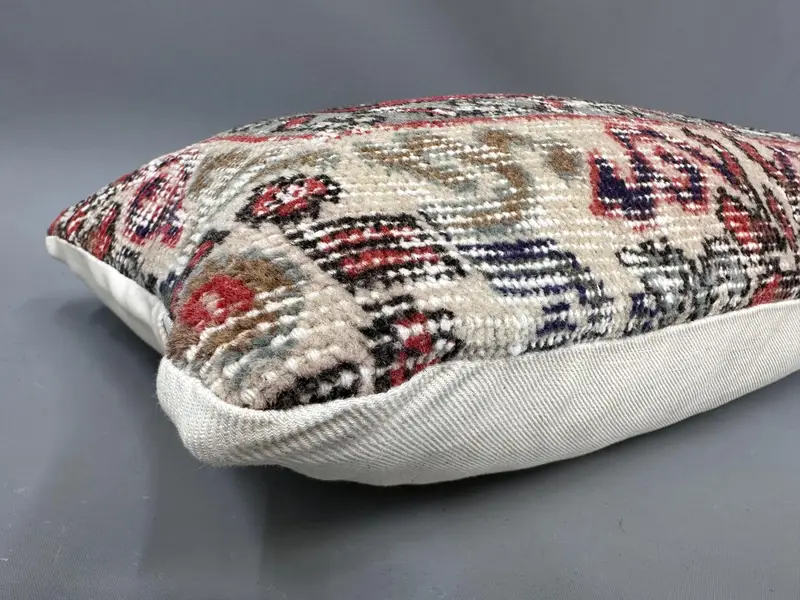 Kilim Cushion Sham, 12x20 Red Pillow Cover, Aesthetic Cushion Cover, Ethnical Kilim Rug Pillow, Vintage Kilim Throw Pillow, Pillow Sham - 6