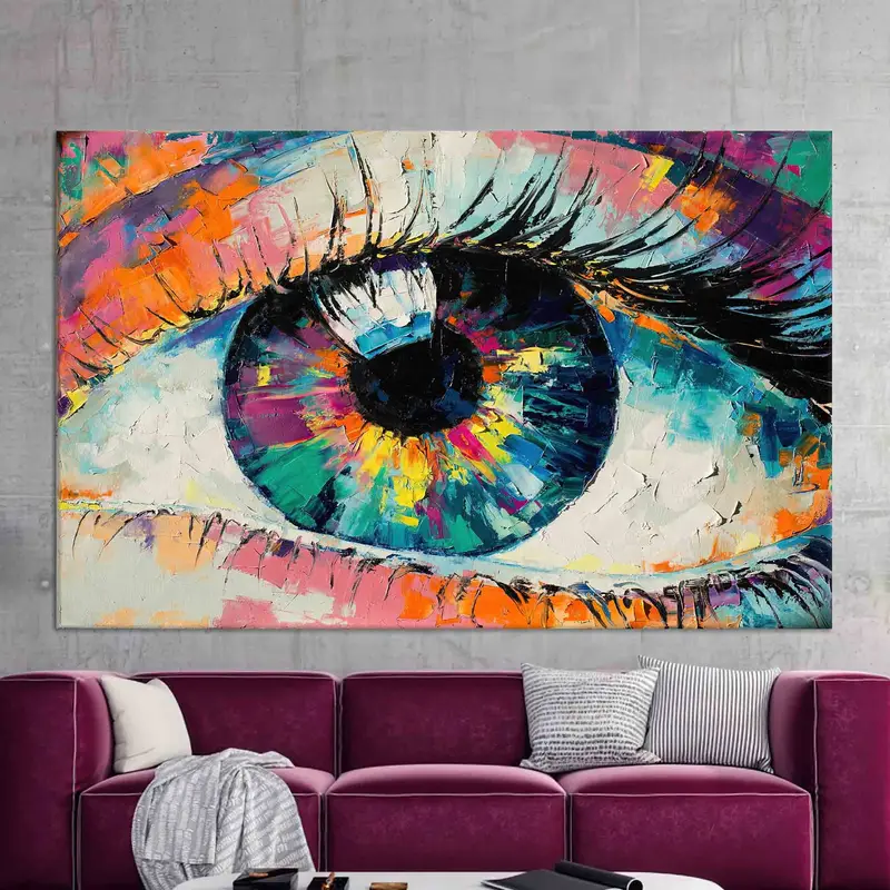 現代的なカラフルな目の油絵プリントキャンバスアート