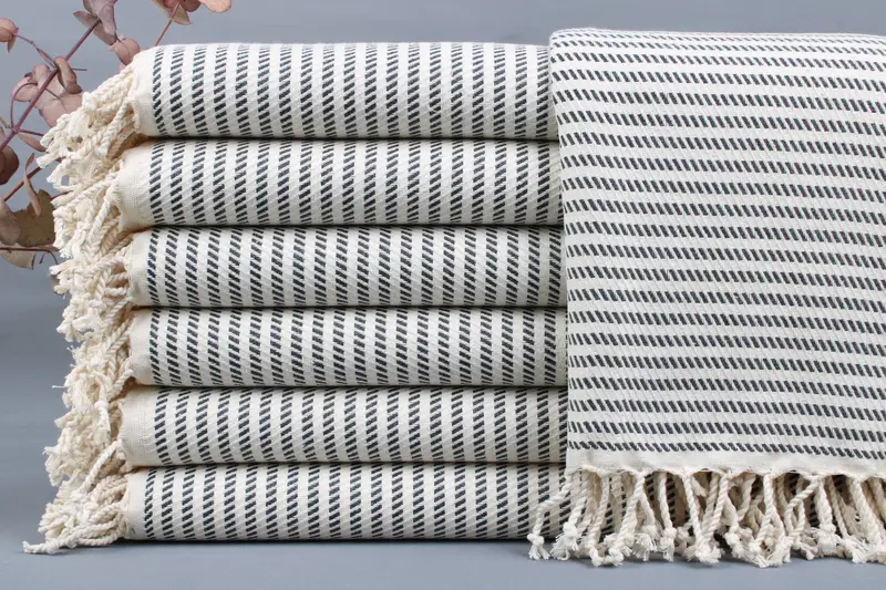 Personalized Turkish Towel Embroidered Beige, 38x71 Inches