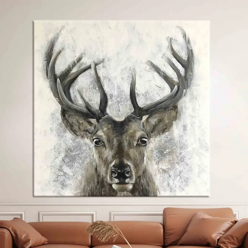 Farmhouse Decor, Deer Wall Art, Deer Lover Gift, Loft Home Decor, Modern Wall Art, Canvas Wall Art, Trendy Wall Decor, Living Room Decor, - 4