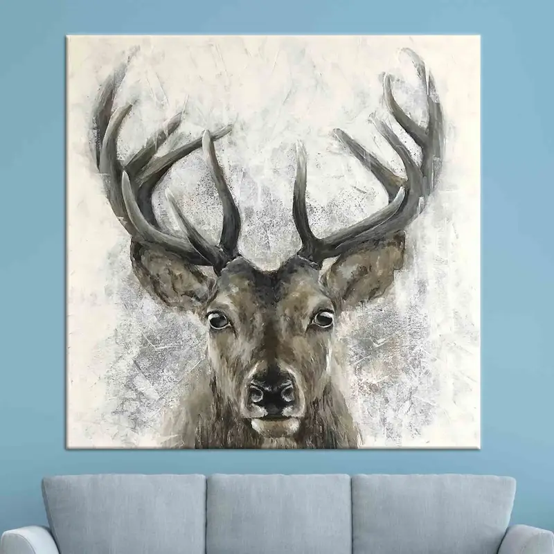 Farmhouse Decor, Deer Wall Art, Deer Lover Gift, Loft Home Decor, Modern Wall Art, Canvas Wall Art, Trendy Wall Decor, Living Room Decor, - 1