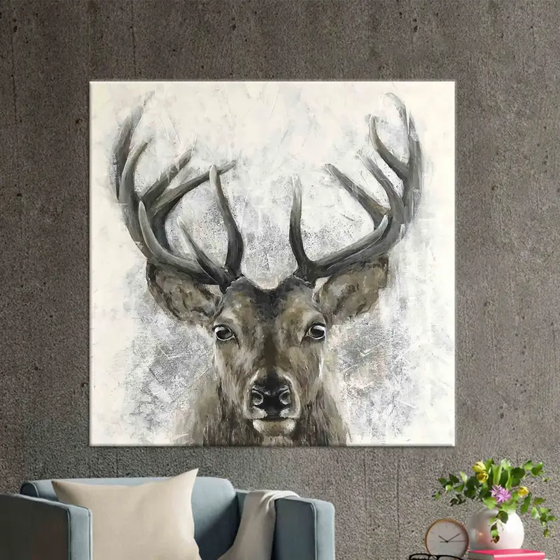 Farmhouse Decor, Deer Wall Art, Deer Lover Gift, Loft Home Decor, Modern Wall Art, Canvas Wall Art, Trendy Wall Decor, Living Room Decor, - 3