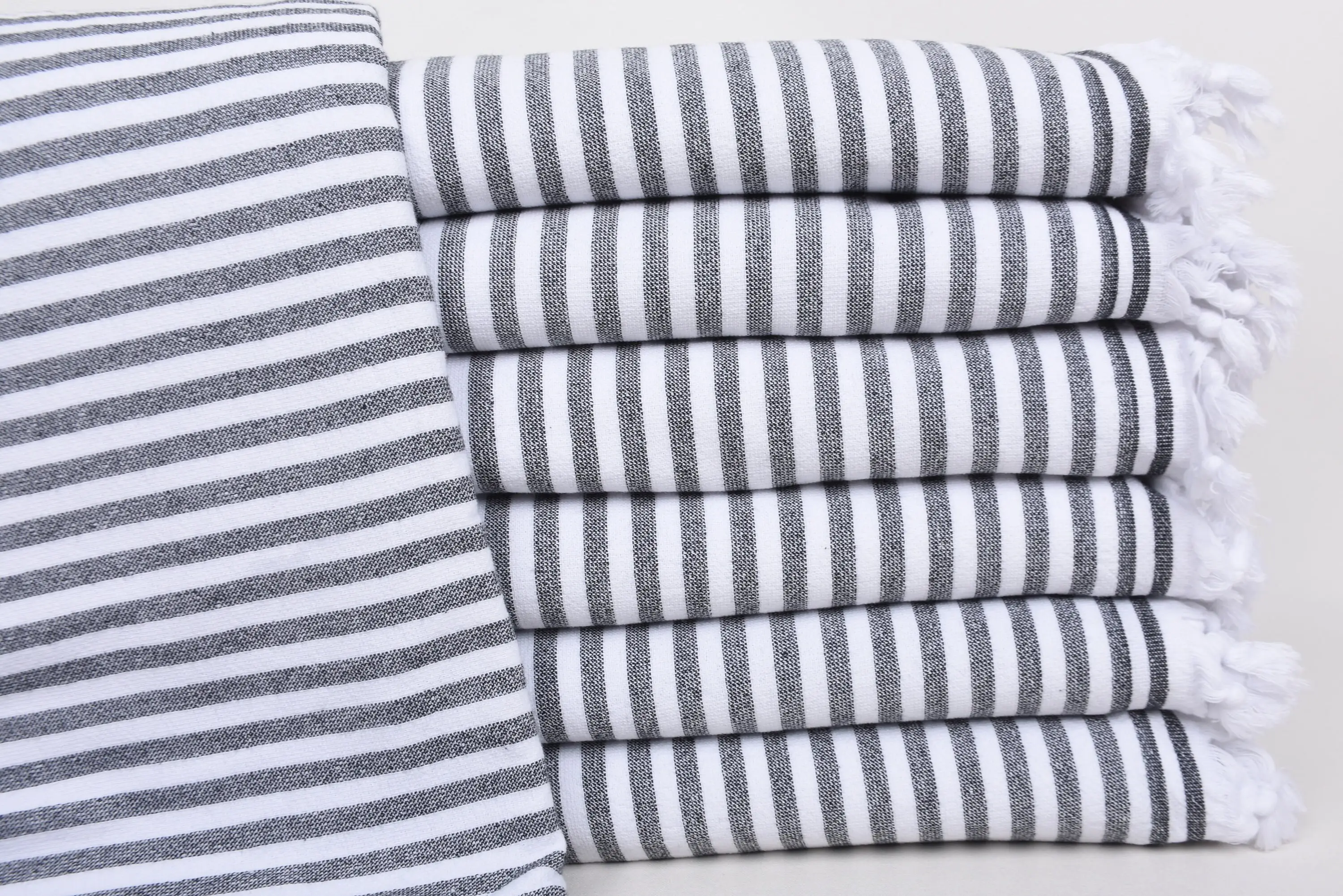 Personalized Black Terry Striped Organic Cotton Towel, 70x36 Inches - 1