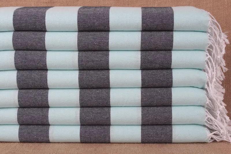 Kitchen Towel Handwoven Organic Cotton Beige Stripes, 20x40 Inches