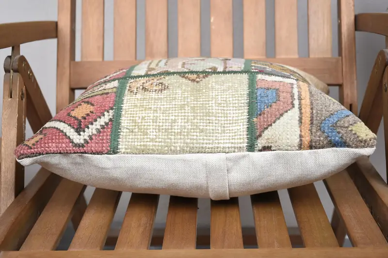 Turkish Kilim Pillow, Interior Designer Pillow, 16x16 Blue Cushion, Vintage Kilim Throw Pillow, Vintage Kilim Pillow Pillow Sham, Pillow Cover - 5