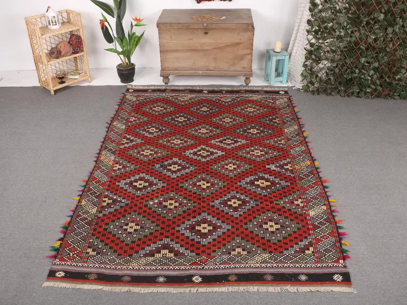 Vibrant Ombré Rug, 5,8x8,4 ft Orange & Blue