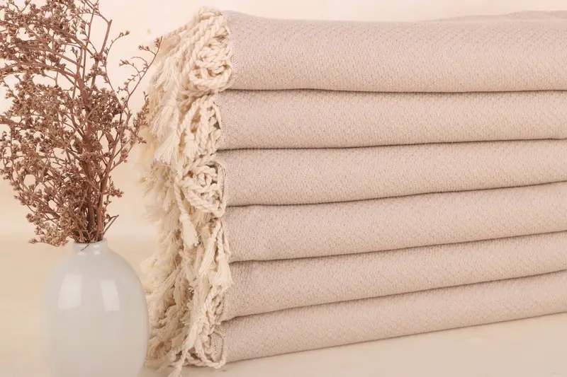 Personalized Beige Geometric Towel for Him, 38x63 Inches