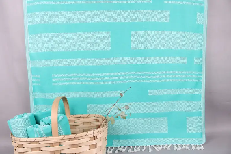 Bachelorette Towel Turkish Cotton Benetton Green Chevron, 38x67 Inches