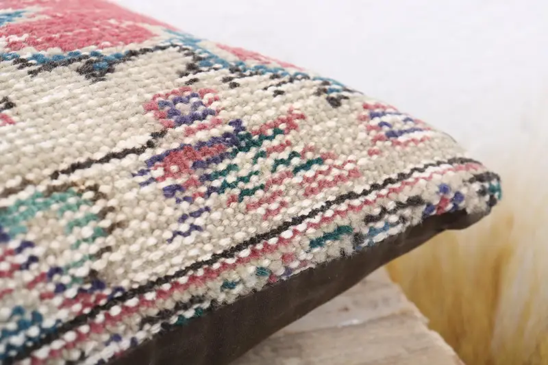 Vintage Pillow, Hippie Throw Pillow, Boho Pillow Sham Cover, Pillow Cover, 12x12 Red Pillow Case, Natural Cushion Cover, Home Decor Pillow - 6