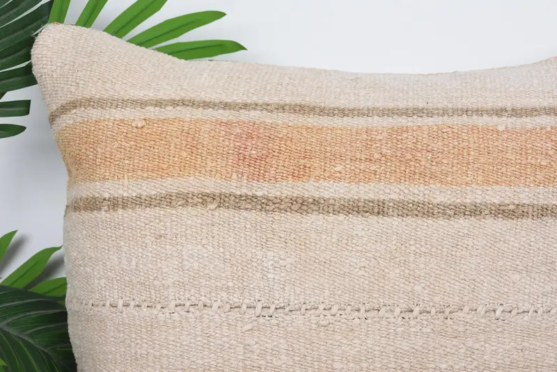 Turkish Corner Cushion Cover, Pillow for Sofa, Designer Throw Cushion Case, Pillow Sham, Home Decor Pillow, Kilim Pillow, 20x20 Beige Cushion Cover - 2