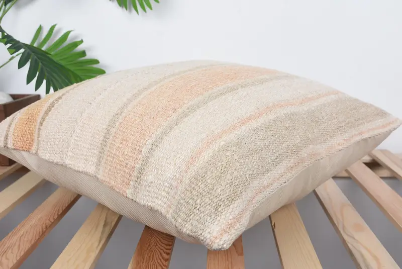 Turkish Corner Cushion Cover, Pillow for Sofa, Designer Throw Cushion Case, Pillow Sham, Home Decor Pillow, Kilim Pillow, 20x20 Beige Cushion Cover - 6