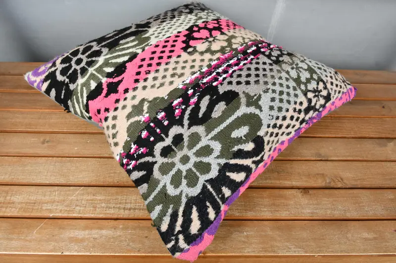 Turkish Rugs Cushion Case, Turkish Kilim Pillow, Gift Pillow, Boho Chic Cushion Case, 18x18 Pink Pillow Sham, Antique Pillows, Pillow Case - 2