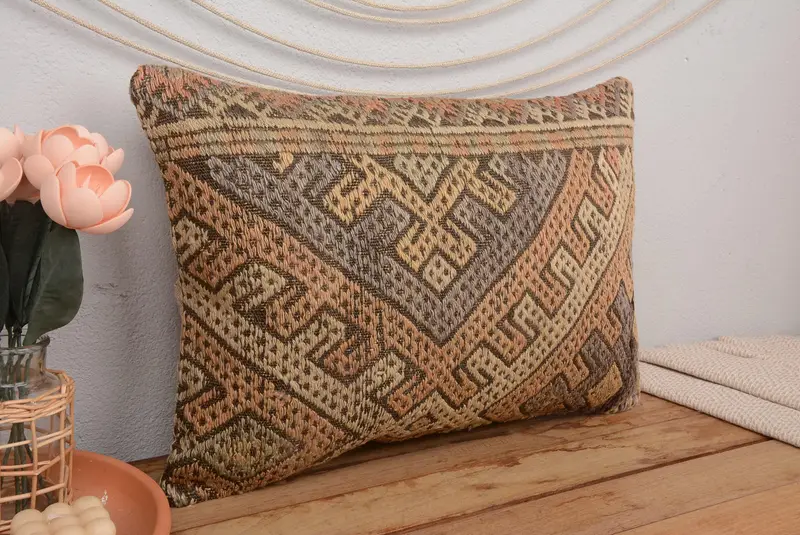 Beige-graues Southwestern-Wurfkissen, vielseitiges 16x24-Rechteckkissen