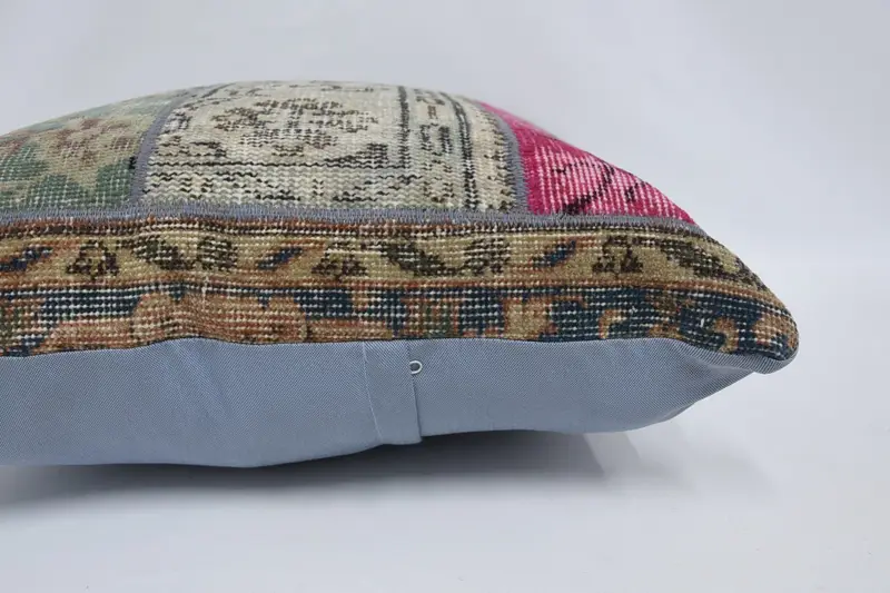 Handmade Rug Seat Cushion Cover, Boho Pillow, 28x28 Beige Cushion Case, Pillow for Couch, Pillow Case, Turkish Kilim Pillow - 5