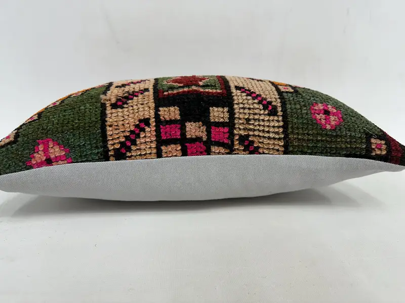 Pillow, Vintage Kilim Pillow, Indoor Pillow Sham, Boho Pillow, 12x20 Orange Pillow Sham, Vintage Throw Cushion Case, Pillow for Sofa - 5