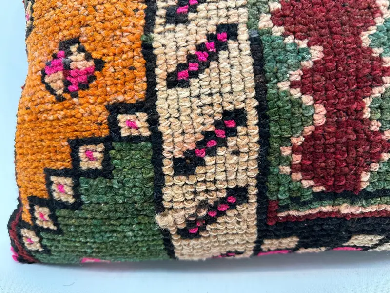 Pillow, Vintage Kilim Pillow, Indoor Pillow Sham, Boho Pillow, 12x20 Orange Pillow Sham, Vintage Throw Cushion Case, Pillow for Sofa - 2