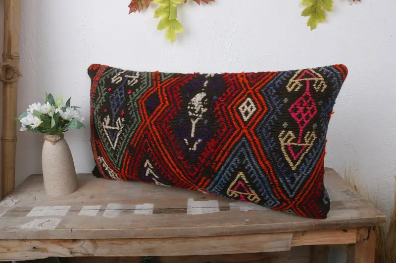 12x24 Red Cushion, Accent Throw Cushion Cover, Throw Kilim Pillow, Vintage Pillow, Gift Pillow, Neutral Pillow Case, Pillow Case, Handmade Cushion - 4