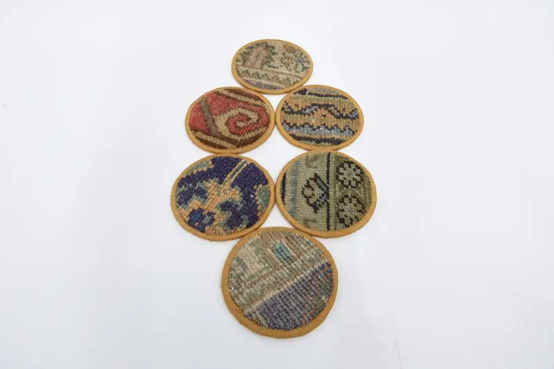 Böhmische blaue und braune runde Untersetzer, einzigartige böhmische Untersetzer