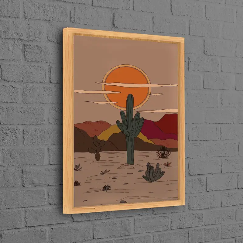 Vahşi Çöl Güneşi Dağ Kanvas Tablosu: Alanınız için Basılı Sanat