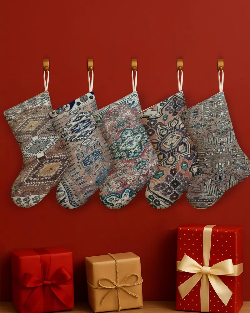 Patrón elegante de adornos navideños, calcetín de algodón de 30 pulgadas