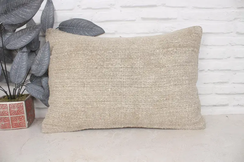 Cushion, 16x24 Beige Pillow, Vintage Kilim Throw Pillow, Vintage Pillow, Art Deco Cushion Case, Square Throw Pillow Case, Home Decor Pillow - 1