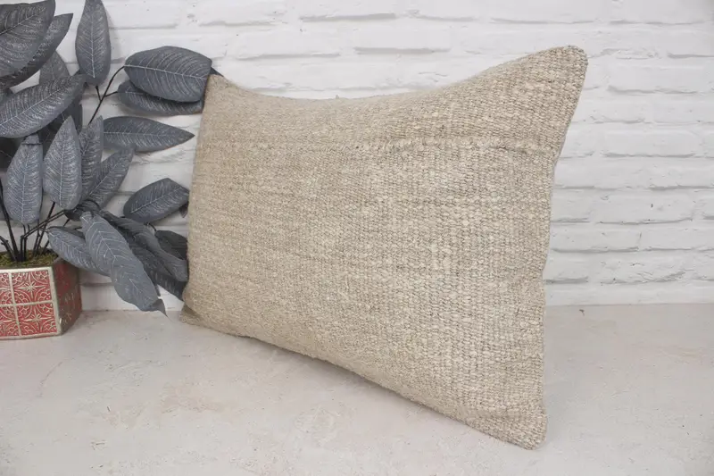 Cushion, 16x24 Beige Pillow, Vintage Kilim Throw Pillow, Vintage Pillow, Art Deco Cushion Case, Square Throw Pillow Case, Home Decor Pillow - 4