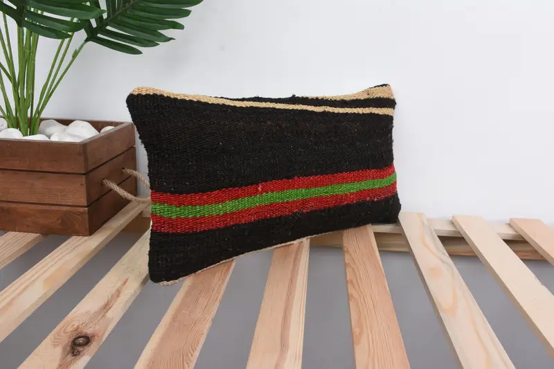 Vintage Pillow, Pillow for Sofa, Pillow Case, Neutral Throw Pillow Sham, 8x16 Brown Pillow Sham, Vintage Kilim Throw Pillow - 4