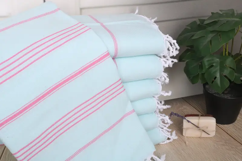 Custom Beach Towel Mint-Pink Cotton 40x71 Inches