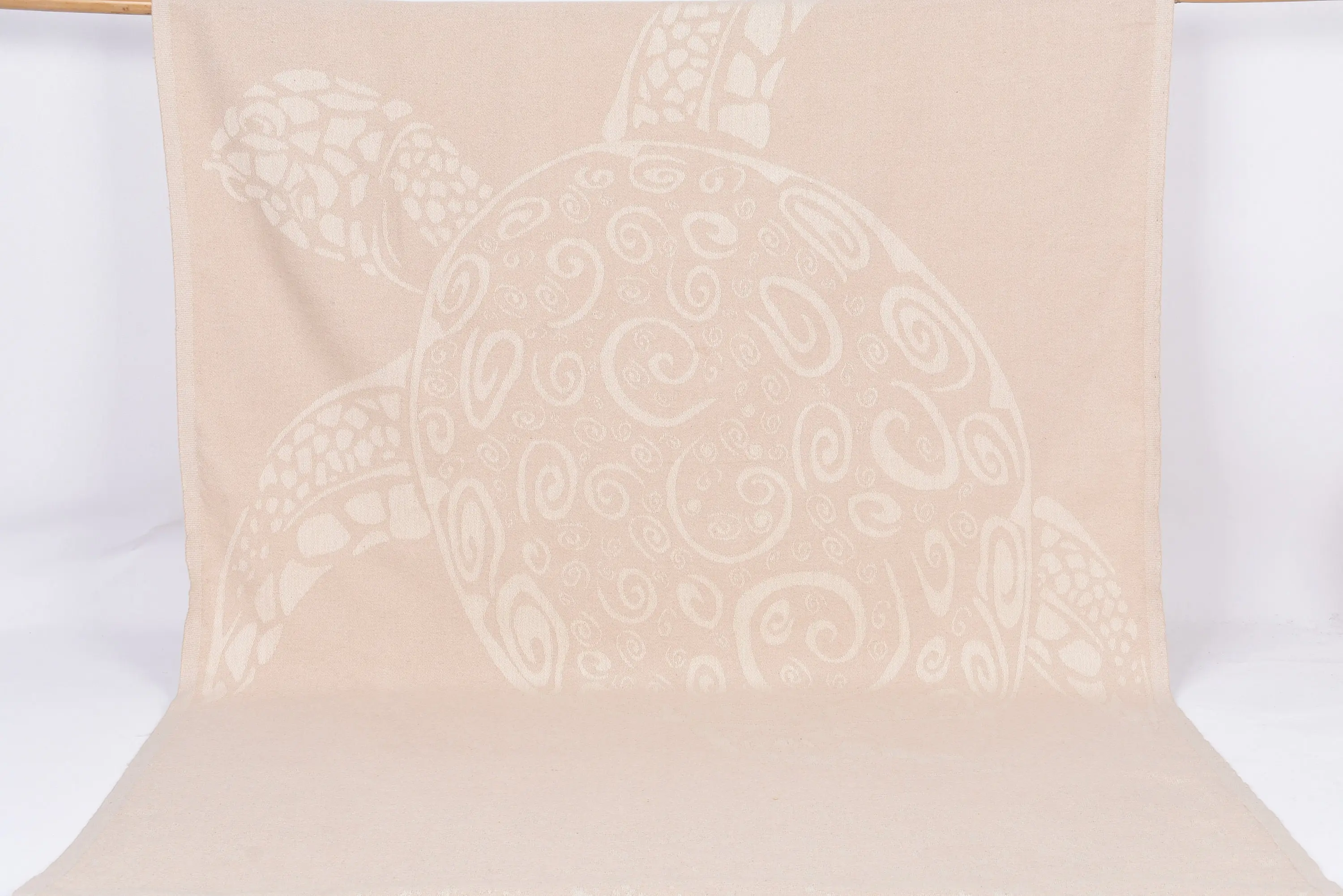 Light Beige Carretta Patterned Turkish Cotton Towel, 70x40 Inches - 1