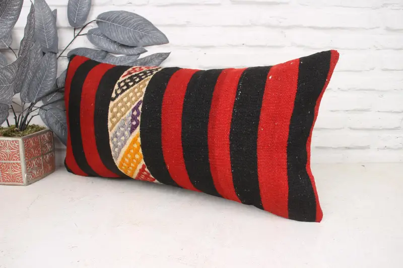 Boho Pillow, 12x24 Red Cushion, Boho Pillow Sham Cover, Pillow Case, Gift Pillow, Office Chair Cushion, Nautical Throw Pillow Case, Patio Pillow - 4