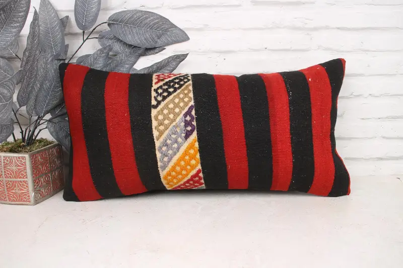 Boho Pillow, 12x24 Red Cushion, Boho Pillow Sham Cover, Pillow Case, Gift Pillow, Office Chair Cushion, Nautical Throw Pillow Case, Patio Pillow - 1