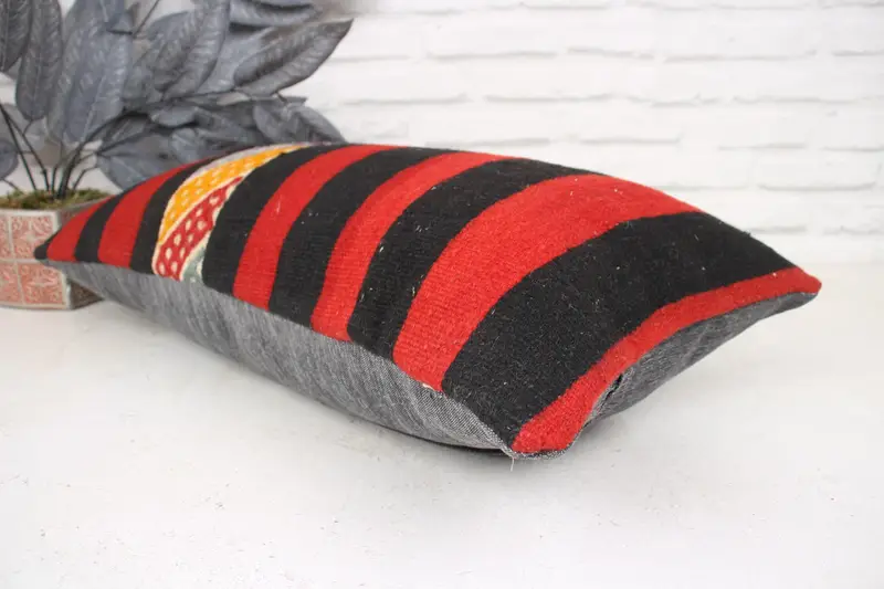 Boho Pillow, 12x24 Red Cushion, Boho Pillow Sham Cover, Pillow Case, Gift Pillow, Office Chair Cushion, Nautical Throw Pillow Case, Patio Pillow - 6