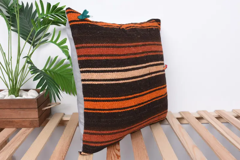 Cushion, Home Decor Pillow, Bright Cushion Case, Throw Kilim Pillow, Nomadic Pillow Case, 20x20 Brown Pillow Case, Boho Pillow Sham Cover - 4
