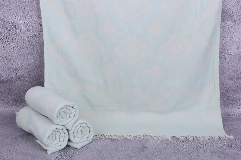 Personalized Turkish Towel Mint Beige, 18x40 Inches