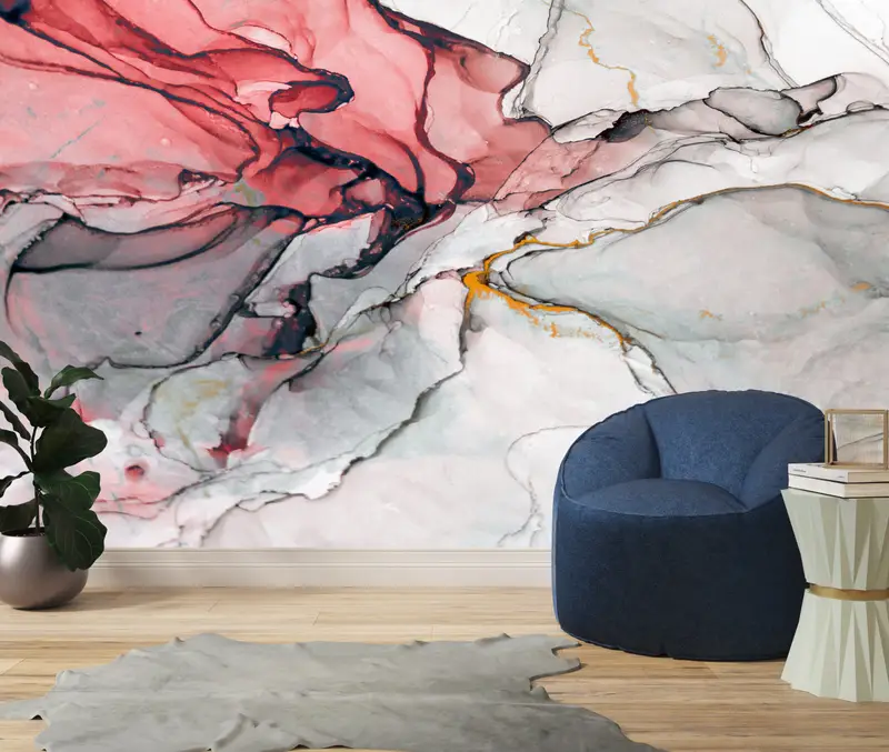 Paper Wall Art, Modern Wall Paper, Alcohol Ink Wall Mural, , Abstract Wall Mural, Custom Wall Paper, ContemporaryMarble Mural, - 3