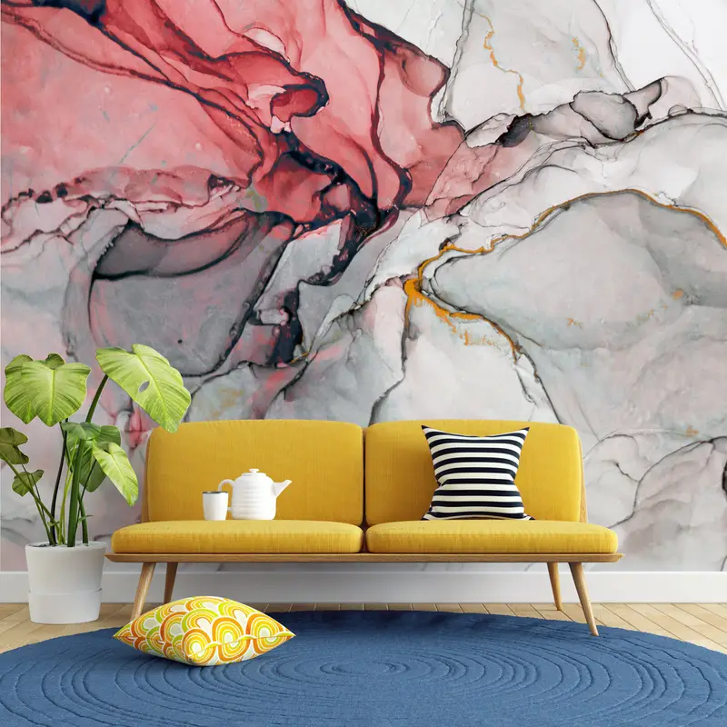 Paper Wall Art, Modern Wall Paper, Alcohol Ink Wall Mural, , Abstract Wall Mural, Custom Wall Paper, ContemporaryMarble Mural, - 2