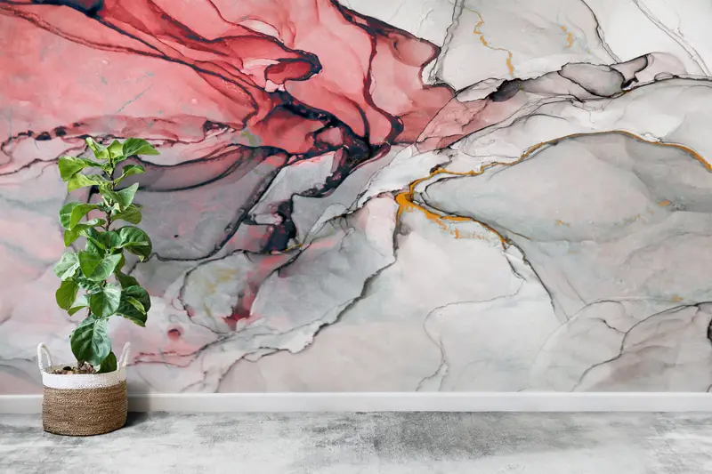 Paper Wall Art, Modern Wall Paper, Alcohol Ink Wall Mural, , Abstract Wall Mural, Custom Wall Paper, ContemporaryMarble Mural, - 5