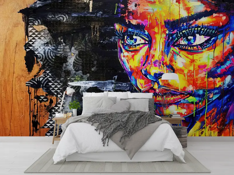 Bright Wall Paper,3d Wall Paper,Abstract Portrait Mural,Colorful Woman Painting,Paper Wall Art ,Woman Portrait Wallpaper, - 2