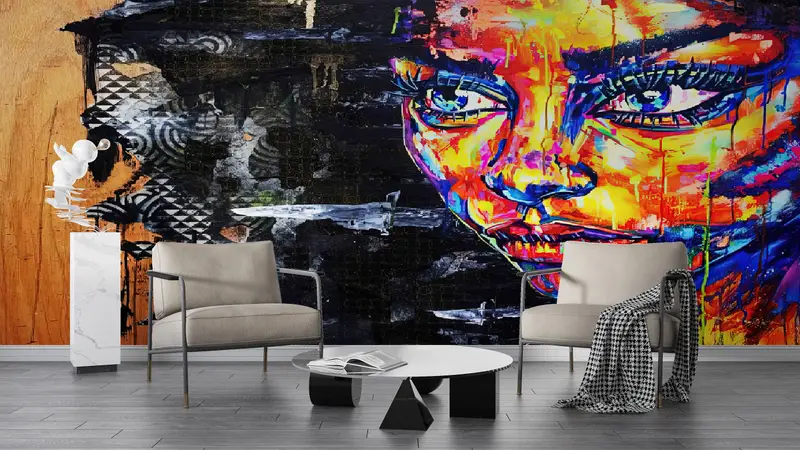 Bright Wall Paper,3d Wall Paper,Abstract Portrait Mural,Colorful Woman Painting,Paper Wall Art ,Woman Portrait Wallpaper, - 7