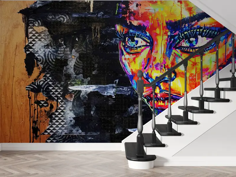 Bright Wall Paper,3d Wall Paper,Abstract Portrait Mural,Colorful Woman Painting,Paper Wall Art ,Woman Portrait Wallpaper, - 6