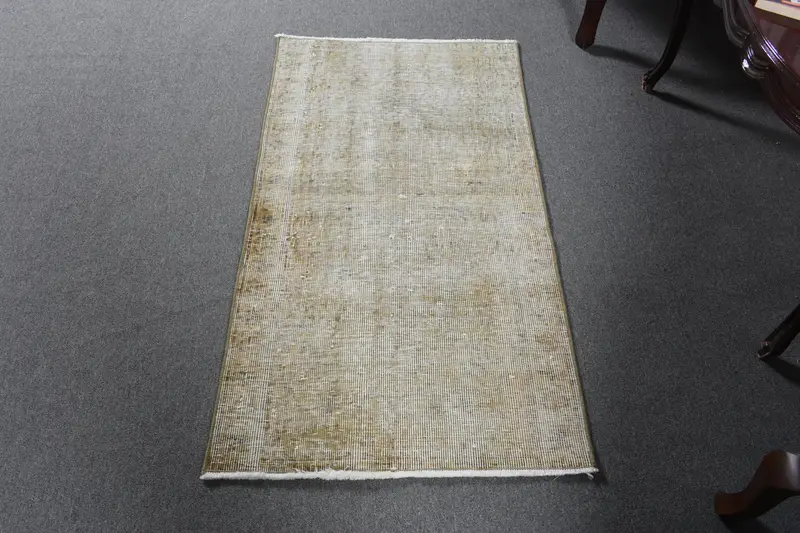 Türk Vintage Halısı, 2.3x4.1 ft Oushak Halısı, Kahverengi Ombré Yün Halısı - 1