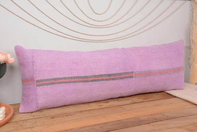 Handgefertigtes besticktes Kissen, Vintage gestreiftes Wurfkissen