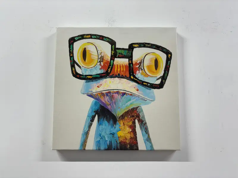 Rainbow Frog With Glasses, Colorful Wall Art, Frog Wall Art, Fun Animals Wall Decor, Huge Canvas, Canvas Wall Art, Home Decor, Large Canvas, - 1