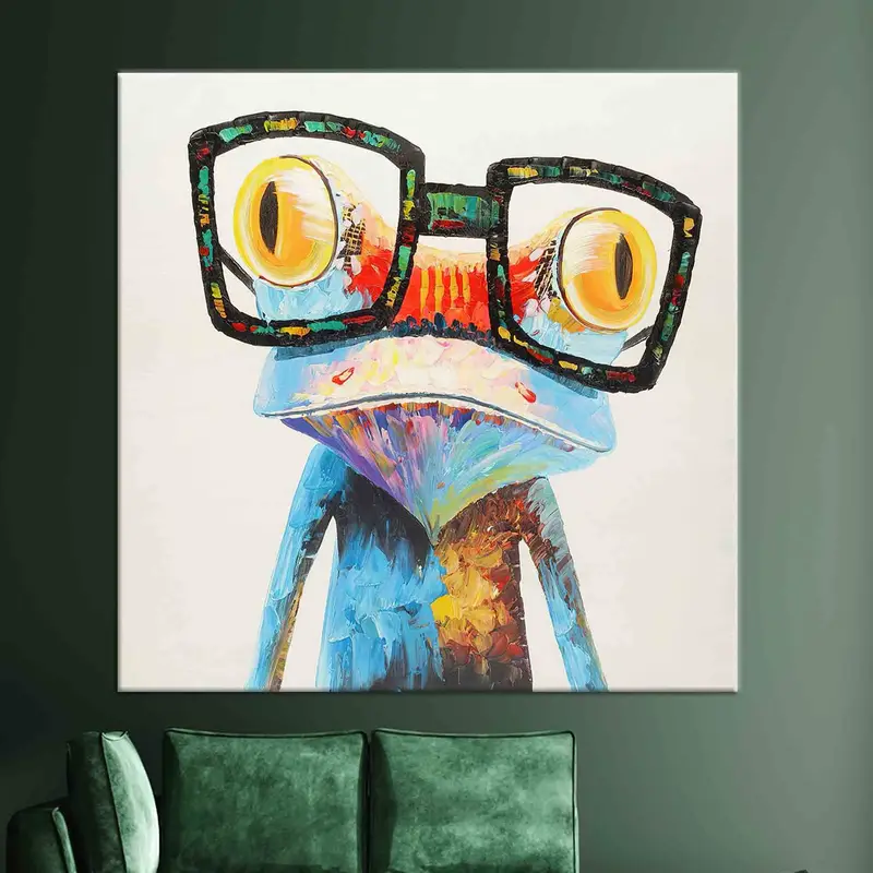 Rainbow Frog With Glasses, Colorful Wall Art, Frog Wall Art, Fun Animals Wall Decor, Huge Canvas, Canvas Wall Art, Home Decor, Large Canvas, - 3