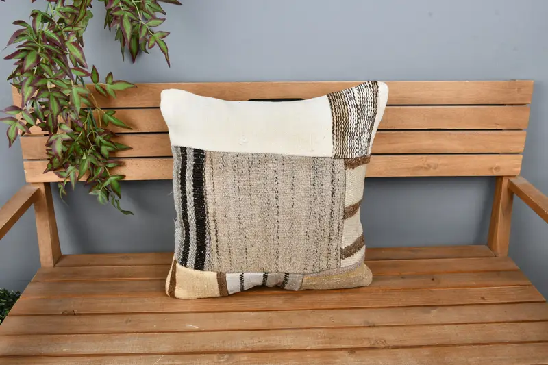 20x20 White Cushion Case, Ethnic Pillow Cover Cushion Cover, Throw Kilim Pillow, Home Decor Pillow, Cushion Case, Muted Pillow, Turkish Pillow - 6