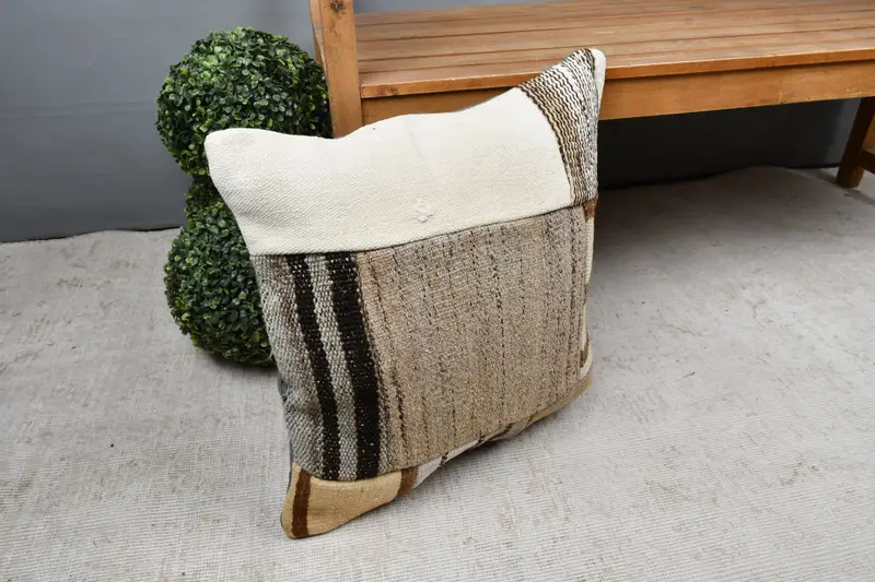 20x20 White Cushion Case, Ethnic Pillow Cover Cushion Cover, Throw Kilim Pillow, Home Decor Pillow, Cushion Case, Muted Pillow, Turkish Pillow - 7