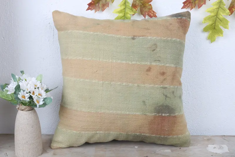 Antique Pillows, Car Pillow Sham, Luxury Pillow Cover, Boho Pillow, Vintage Kilim Throw Pillow, 16x16 Beige Pillow Case, Pillow Cover - 2