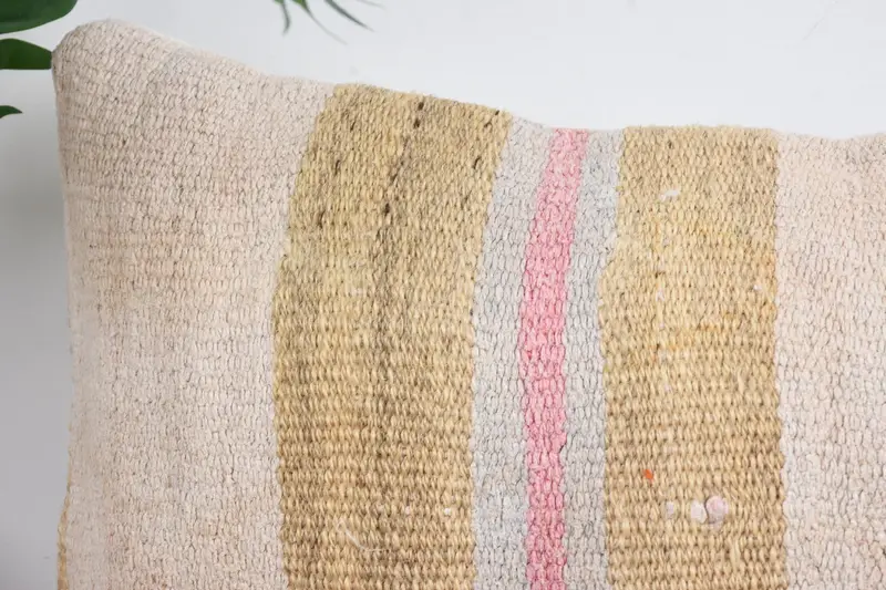 Pillow for Couch, Meditation Pillow, Vintage Pillow, 12x24 Beige Pillow Cover, Cushion, Interior Designer Pillow - 2